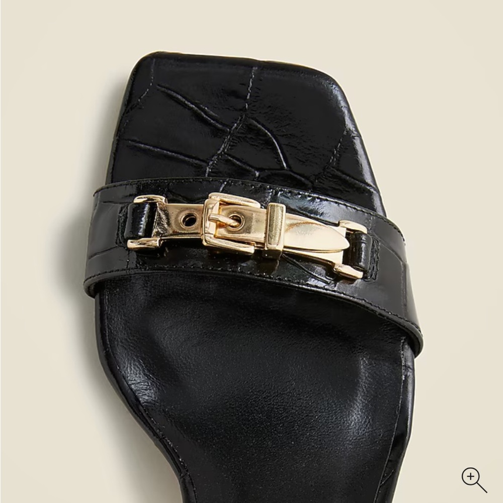 NWOT Madewell Evelyn Buckle-Strap Sandal Heels Croc-Embossed Italian Leather - 7 - Picture 2 of 9